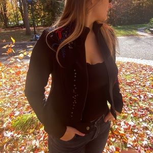 Unique Simon Chang black embroidery jacket